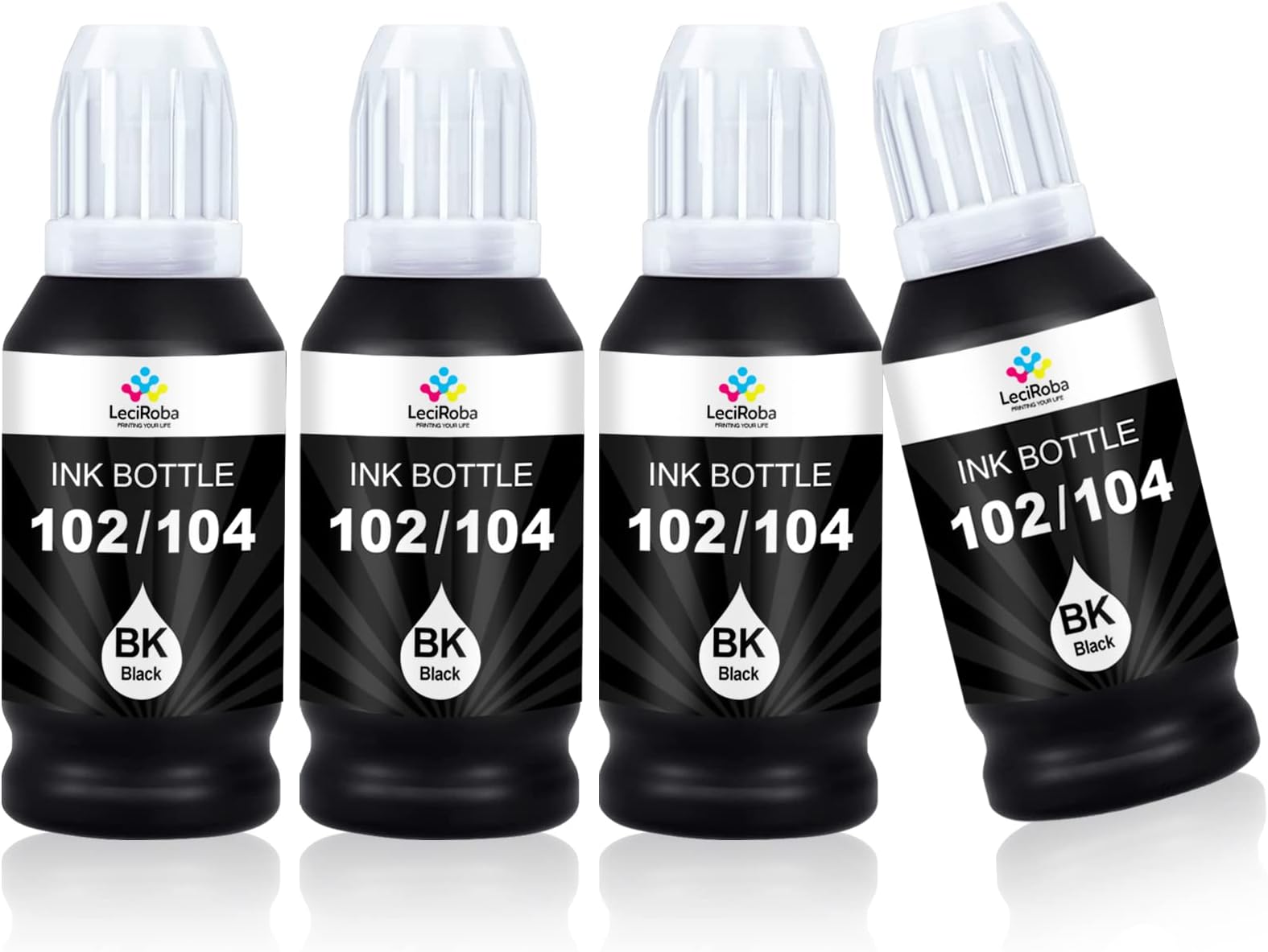 LeciRoba 104 for epson 104 ink bottle multipack and Epson 102 103 ink for ET-2710 ET-2711 ET-2714 ET-2715 ET-2720 ET-2721 ET-2726 ET-2810 ET-2820 ET-2821 ET-2825 ET-2826 ET-4700 ET-4800 (4-Black)