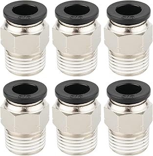 (6-Pack) Besosay 3/8 NPT Pneumatic Male Straight Push to Connect Fittings, 3/8 Inch Tubing OD x 3/8 Inch NPT Male Thread Quick Connect Air Line Compressor Hose Fittings