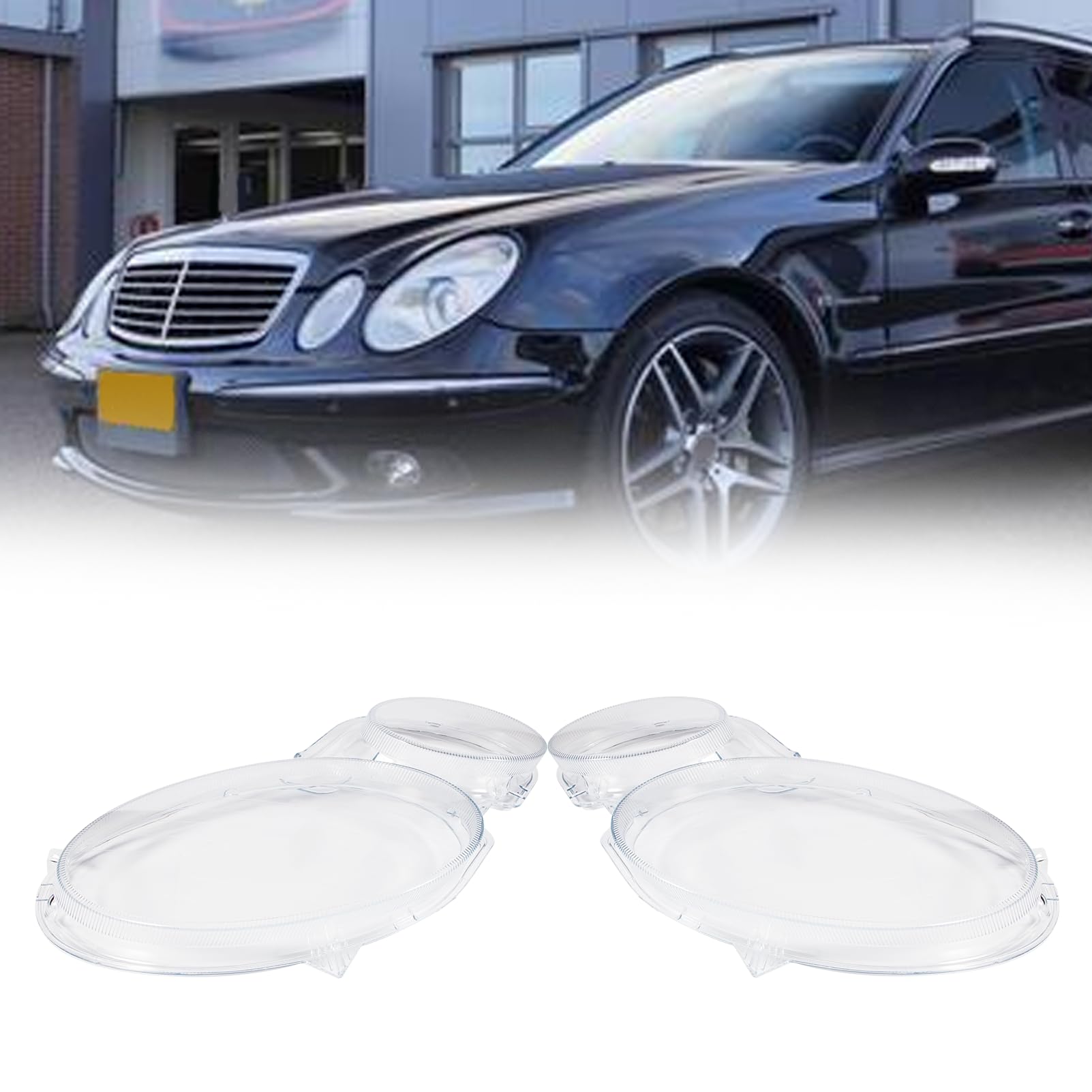 Scheinwerferglas Klare Shell Lampenschirm Auto 1 Paar für E-Klasse W211 S211 2002–2009 2118202961 (vorne links und rechts)
