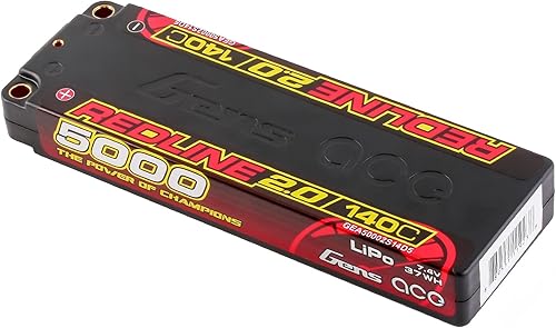 Miniatura 2 de Gens ace Redline 2.0 Series 5000mAh 2S 7.4V 140C HardCase 56# Batería Lipo con bala de 0.197 in (2 piezas)