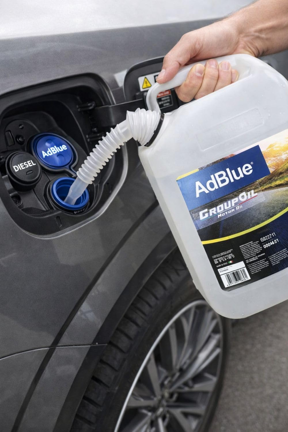 GROUPOIL - Adblue 10L per motori diesel, additivo per gas di scarico con tubo per facilitare il riempimento - Conforme alla ISO 22241 - compatibile con il sistema SCR - 100% made in italy