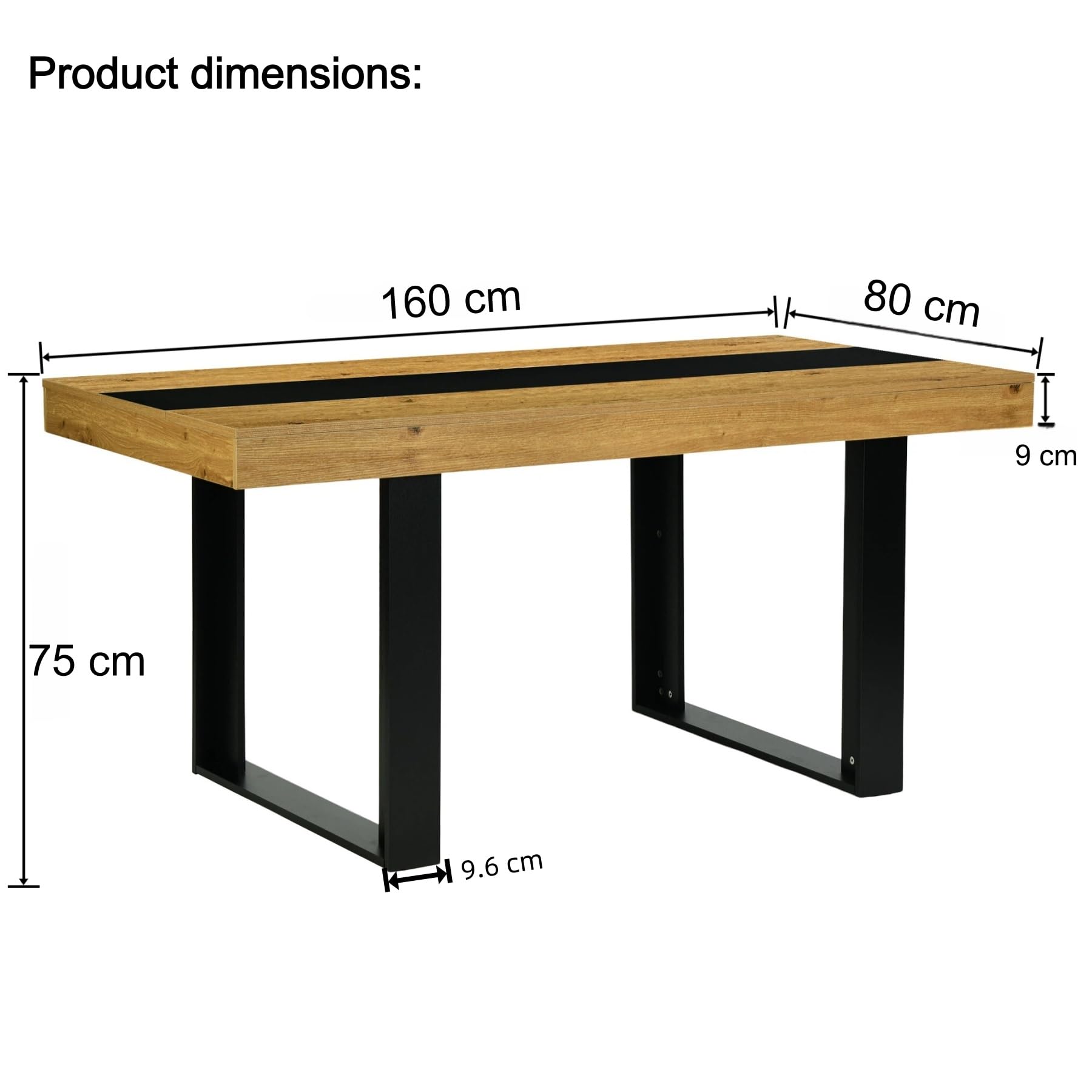 Esstisch 160 x 80 x 75 cm, Rechteckiger Tisch Für 6–8 Personen, Geeignet Für Esszimmer, Küche, Wohnzimmer, Konferenzraum，15 mm Spanplatte, stabile Paneelbeine/Tischplatte (Dunkle Eichenmaserung)