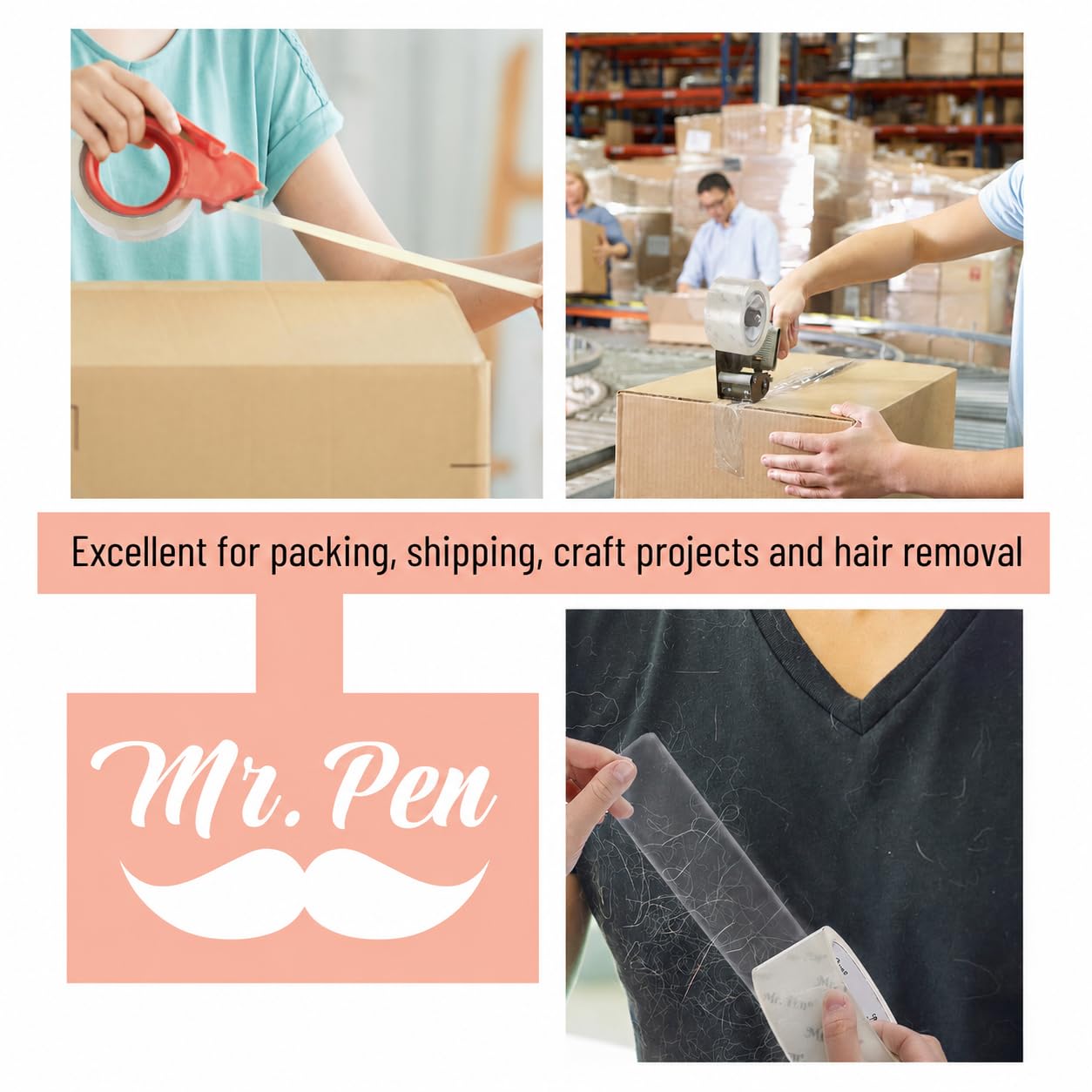 Mr. Pen - Cinta de embalaje, paquete de 36, 2 pulgadas de ancho, 60 yardas, cinta de envío, cinta de embalaje, cinta de embalaje transparente a granel, cinta de mudanza, cinta de embalaje para cajas