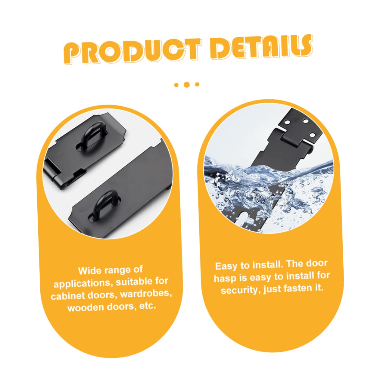 Mikikit Door Lock Plate Buckle Anti-Theft Door Lock Hasp Door Hasp Latch Lock Stainless Steel Lock Buckle Security Clasp for Cabinets Gates