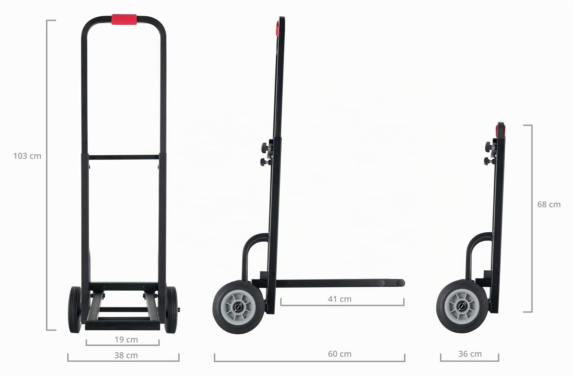Stagecaptain SCS-40 MKII Sherpa Transportwagen - Sackkarre - Höhe: 68 cm - 103 cm - Länge: 60 cm - Belastbarkeit: max. 50 kg - Gewicht: 5,9 kg - schwarz