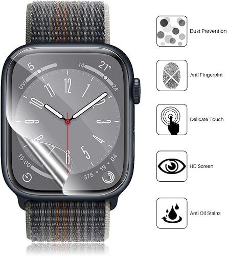 Miniatura 25 de LK Paquete de 8 protectores de pantalla para Apple Watch de 1.732 pulgadas Series 6/5 SE2 [película suave mejorada] [autorreparación] película