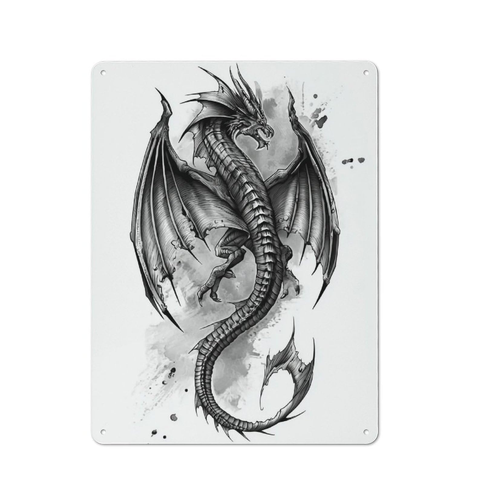 Junmoney Dragon Majesty -5 Tin Sign 40X30cm With For Pub Or Café, Rustic Decor, For Kitchen, Dining Room And Home Bar Wall Decor