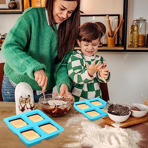 4 Cavity Chocolate Covered Cookie S'mores Molds, 3Pcs Boardfeb Silicone Square Molds Reusable Non Stick Silicone Trays For Smores, Chocolate, Graham Crackers, Candy, Marshmallow Making #TOP6