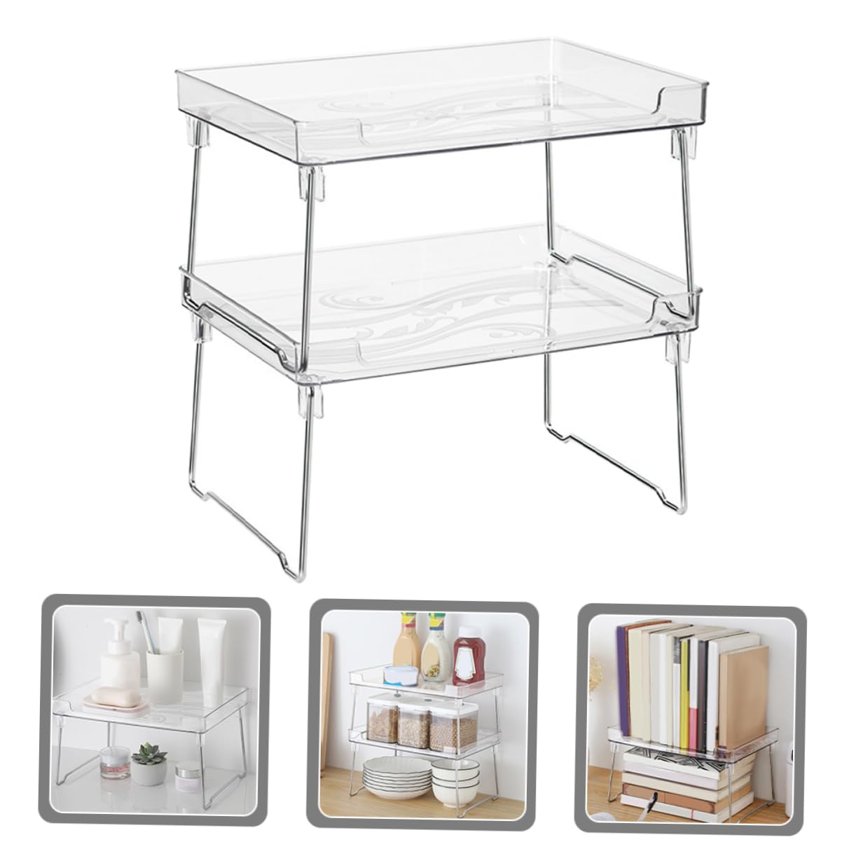 DOITOOL 2pièces Étagères à Épices Transparentes Organisateur De Rangement Pour Cuisine Salle De Bain Et Bureau Support De Comptoir Empilable Et