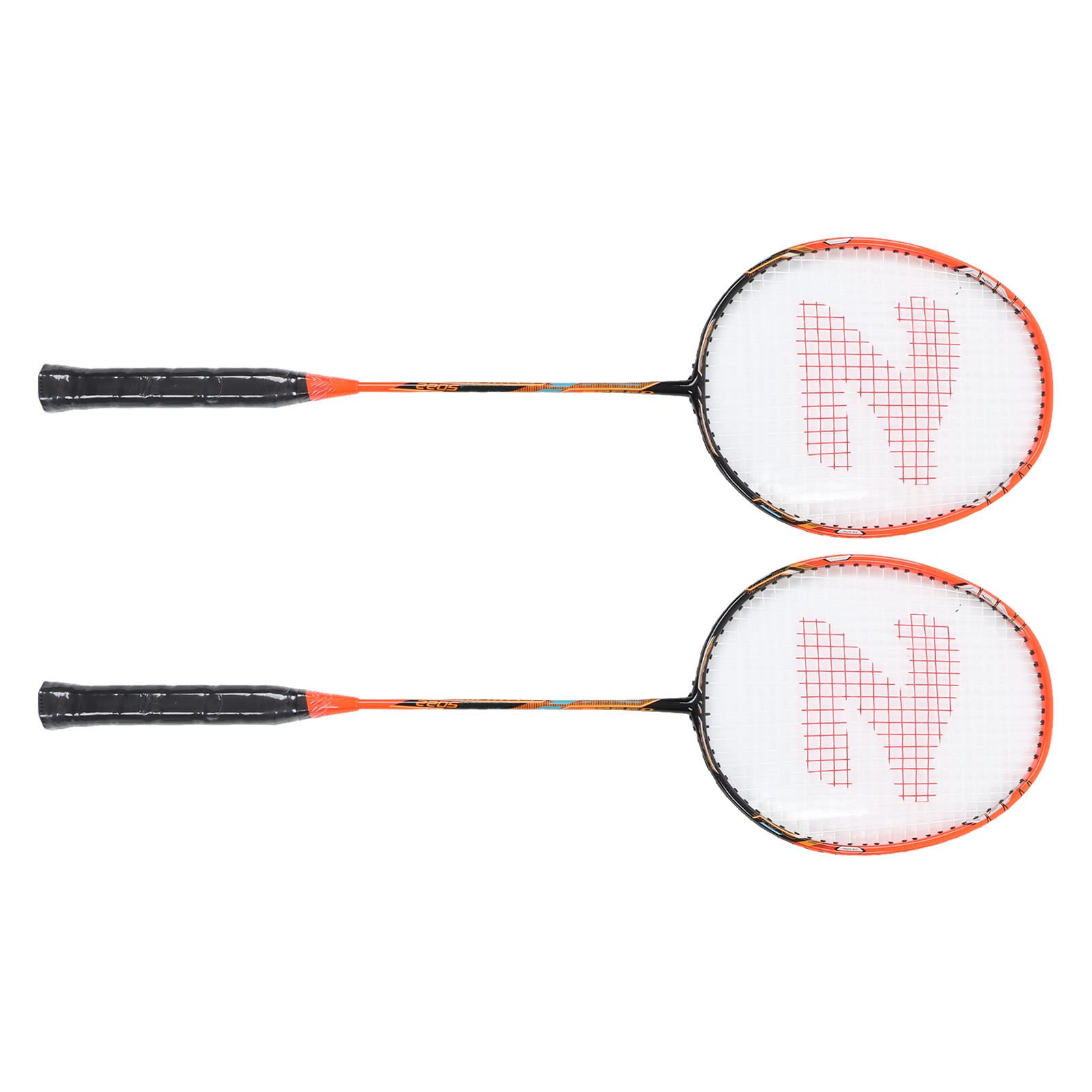 Set di Racchette da Badminton in Lega di Carbonio Leggero con Custodia per Allenamento e Competizione - Confezione da 2 Arancione 660 Mm