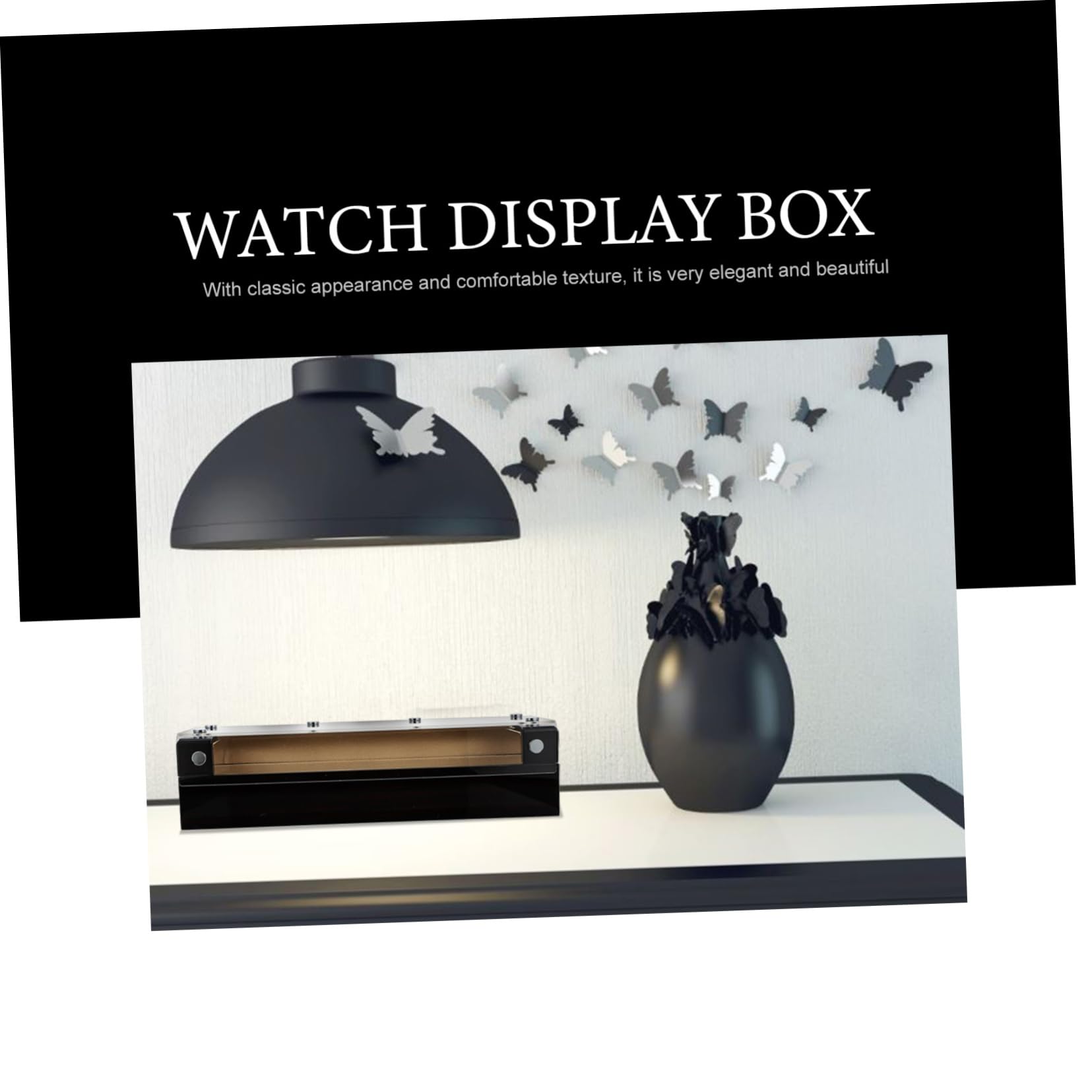 Beaupretty Schwarze Uhrenbox mit Fächern für Aufbewahrung und Display