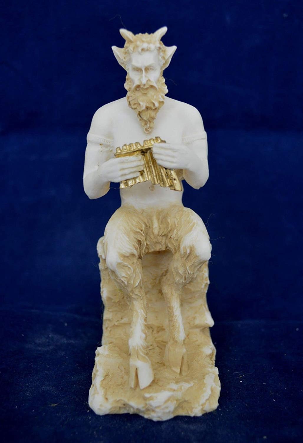 Estia Creations Pan, Panas Sculpture Alabaster Aged Small Statue