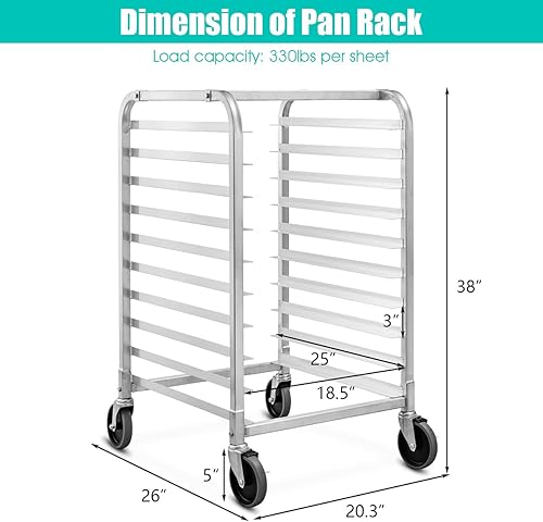 Miniatura 6 de ReunionG Estante para panecillos de 10 niveles, estante para panadería con 2 ruedas bloqueables, carrito de refrigeración de almacenamiento de