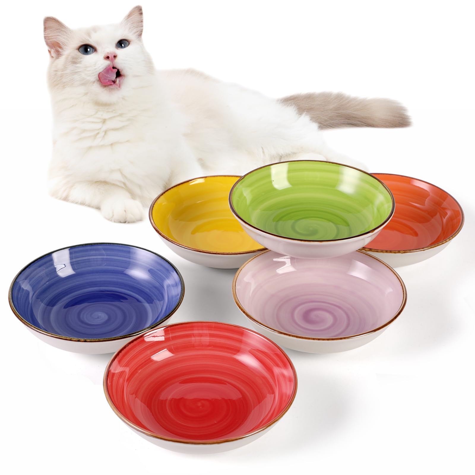 Set 6 Ciotole Per Gatti In Ceramica Colorata - 250 Ml, Smaltate, Baffo-Friendly, Lavabili In Lavastoviglie - Foto 6