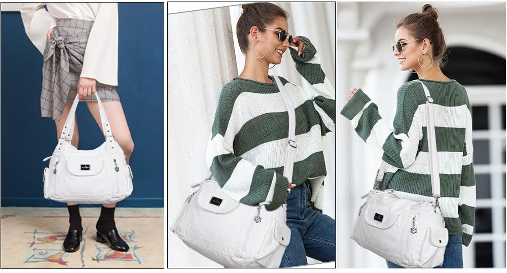  Purses for Women, Large Shoulder Bag Hobo Tote Purse Mutipocket Faux Leather Satchel Hobo Purse thumbnail