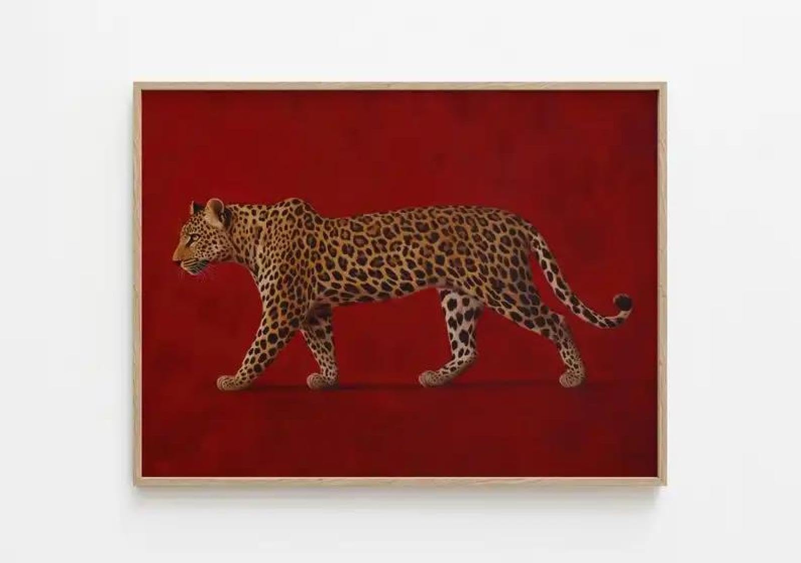 SHINERING Vintage Leopard Red Canvas Painting Wall Art Old Money Artworks Poster Prints For Bedroom Home Decortion 50X70Cm Unframed