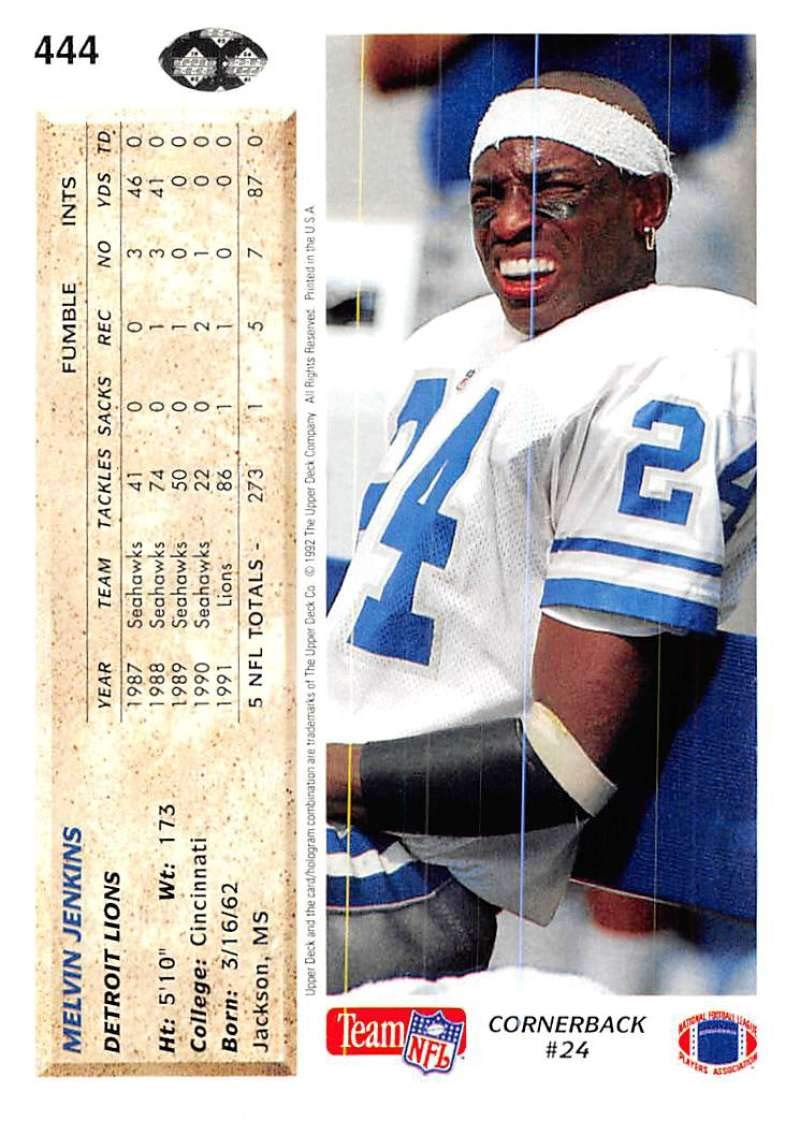 Amazon.com: 1992 Upper Deck Football #444 Melvin Jenkins Detroit