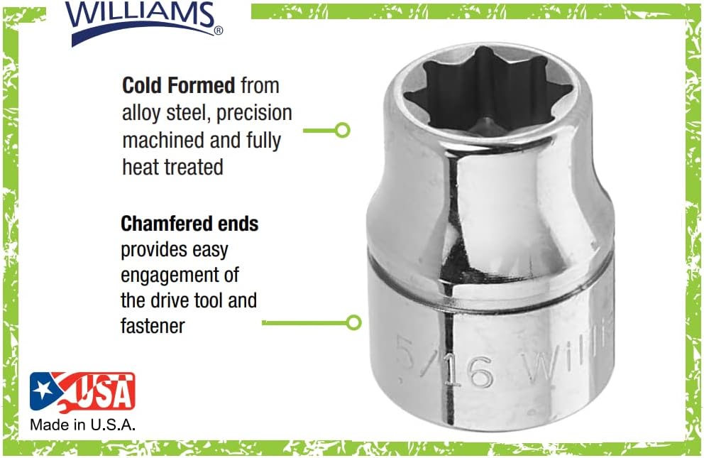 Williams BD-810 3/8 Drive Shallow Socket, 8- Point, 5/16-Inch