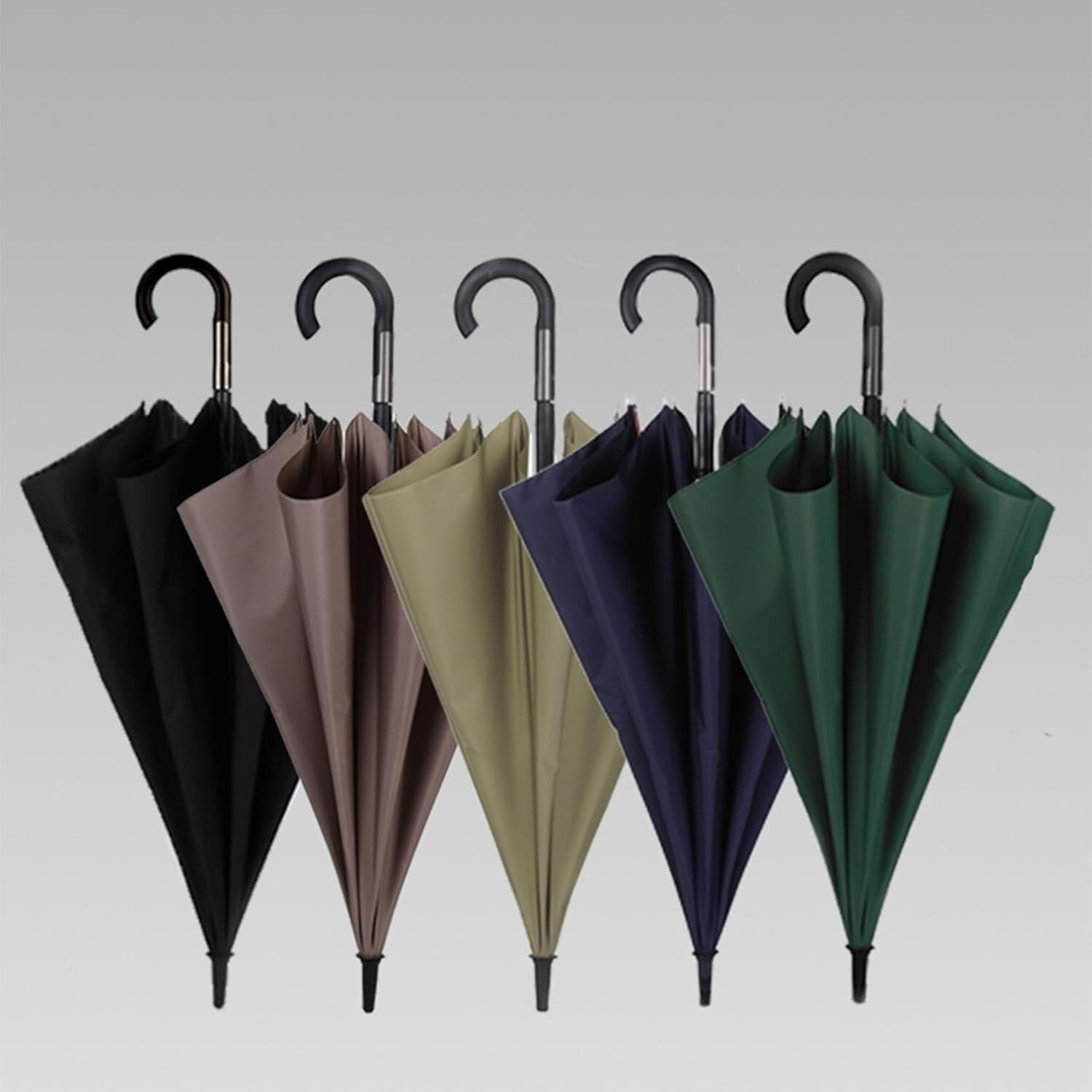 Paraguas de viaje resistente al viento, 8 varillas, 111,76 cm, apertura automática, color sólido, moderno y mango largo, gran empresa