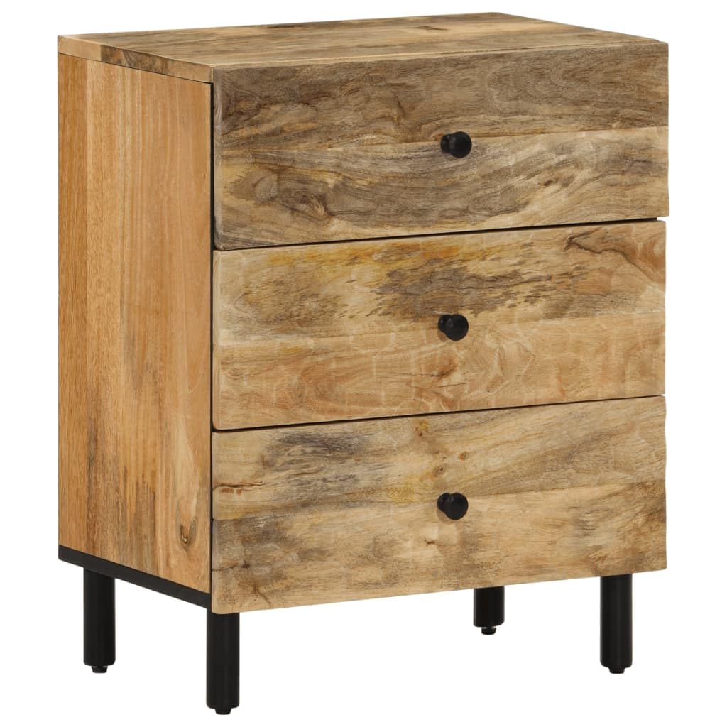 Table de chevet en bois de manguier 50x33x60 cm avec 3 tiroirs