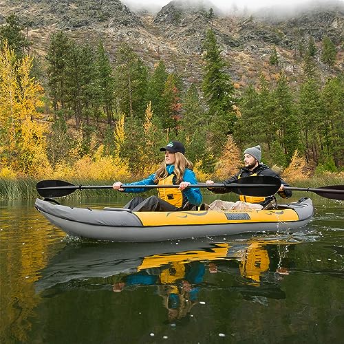 Image of Advanced Elements - Island Voyage 2 Inflatable Kayak - Recreational Convertible Kayak - for 1 or 2 Person - 11 ft - Yellow