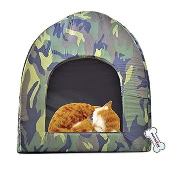 Petlicious & More Small Cat House for Kittens House Soft Warm Rabbit Hut Frustum-Shape Guinea Pig Bed Hideout with Removable Cushion (Color- Green, Pack of One)