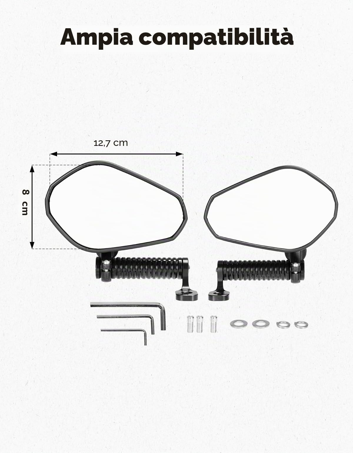 KEMIMOTO Specchietti Moto con CNC Prolungatore, E24 Omologati Specchietti Moto Manubrio, Specchietto Retrovisore Universali M10 per Cruiser, Adventure e Street Bike