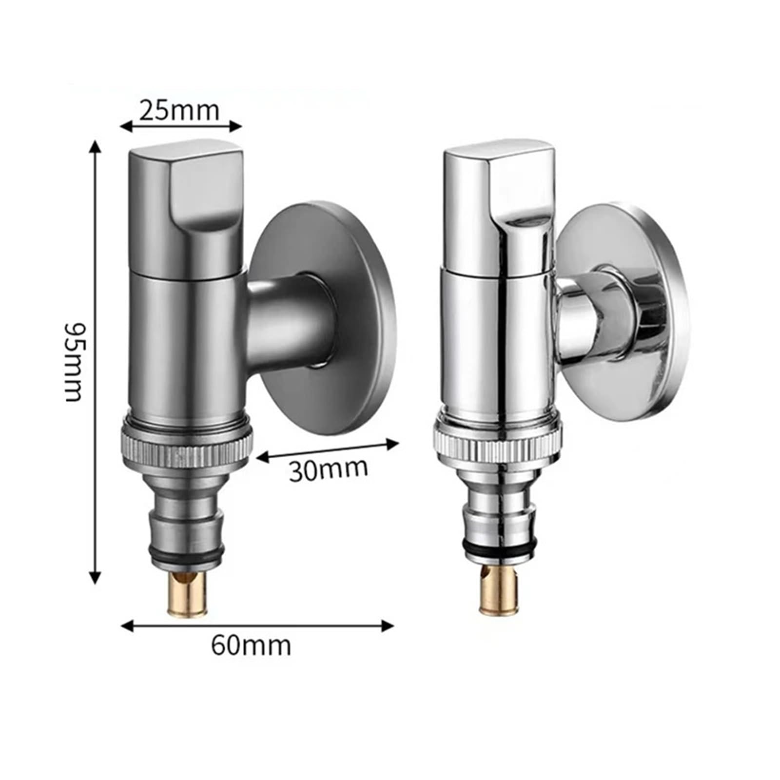 Válvula de ángulo grifo multifunción, válvula apertura agua latón, Clip parada G1/2 montada en la pared, 2 uds para bafieras y duchas(Gray)