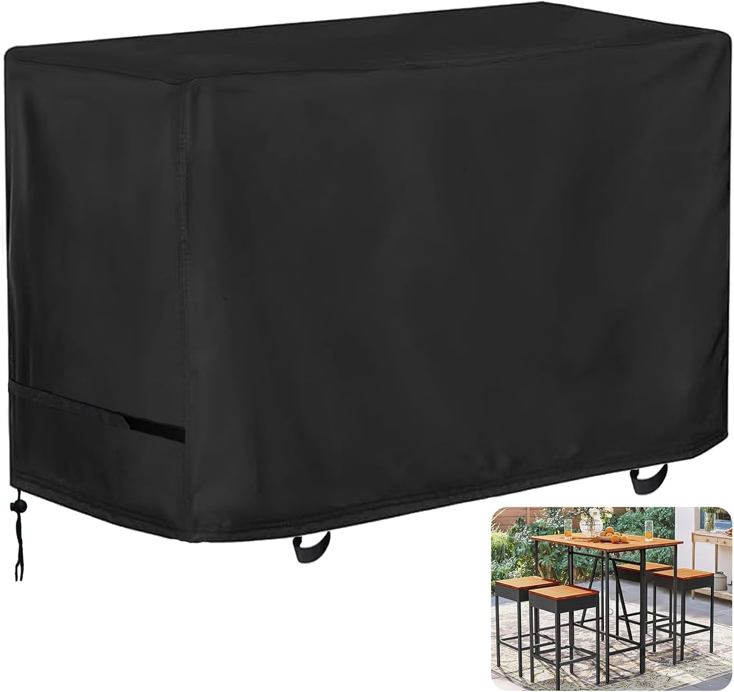 Oslimea Patio High Top Dining Set Cover, Outdoor Table and Chairs Cover for 5-Piece Bar Height Rattan Set/Patio Bar Height Wicker Furniture, 48"L x 30"W x 36"H