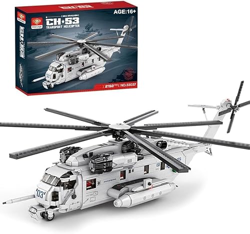 KeKeDuo Juego de construcción de helicópteros militares, 2192 piezas, CH-53, helicóptero de transporte, helicóptero de transporte, 1:35 MOC, bloques de sujeción de aviones, juguete de construcción