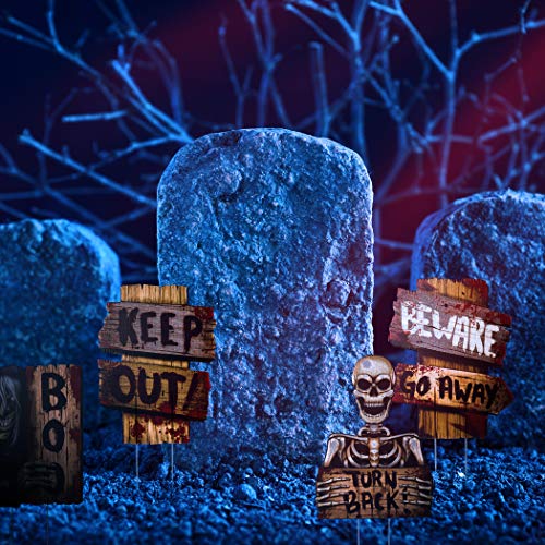 image for Prextex Halloween Outdoor Decorations Yard Signs with Metal Stakes for