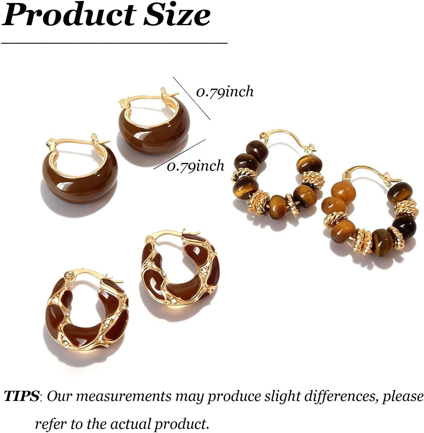 Brown Earrings Jewelry Sets Boho Gold Hoop Earrings for Women Boho Jewelry Accessories Brown Beaded Hoop Earrings Set Outfit Trendy Jewelry Gifts - Image 6