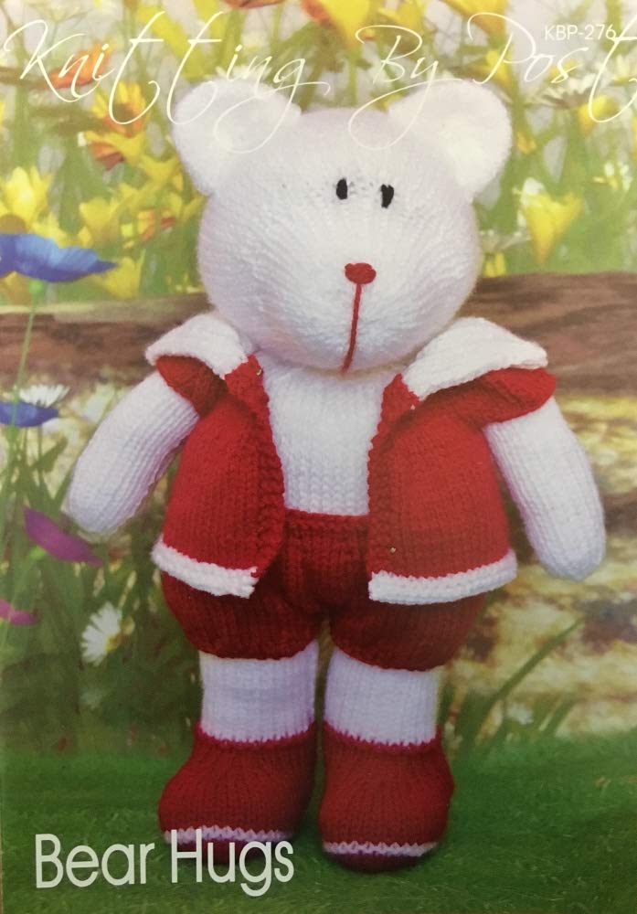 Knitting By Post Red Knitting Pattern Leaflet Bear Hugs Soft Toy From