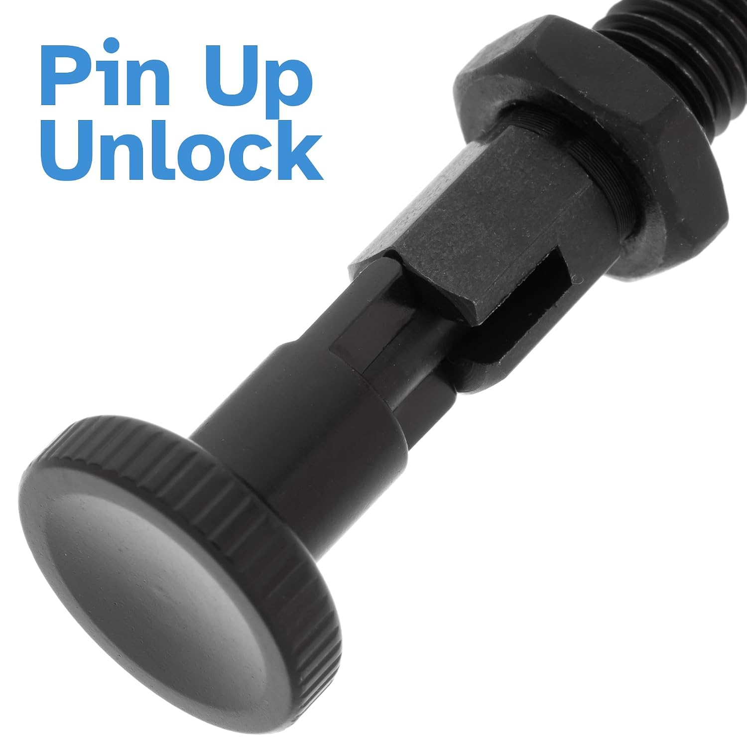 Black M8 x 1.25 x 14mm Thread 5mm Pin Diameter Indexing Spring Plunger with Hex Knob - Stainless Steel Retractable Self Locking Bolt Notch Threaded Index Mechanism Accessory Tool
