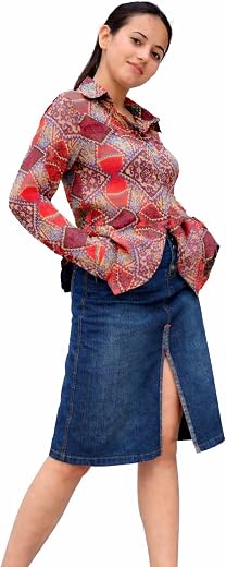 Niswat Fashion Hub Women’s Multicolor Printed Crimp Georgette Shirt – Lightweight Long Sleeve Shirt