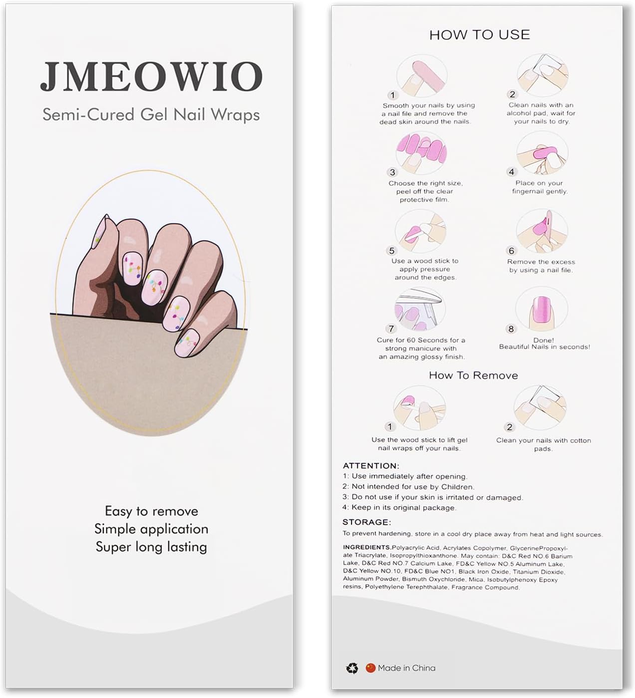 JMEOWIO Semi Cured Gel Strips Nail Art Sticker Wrap Christmas