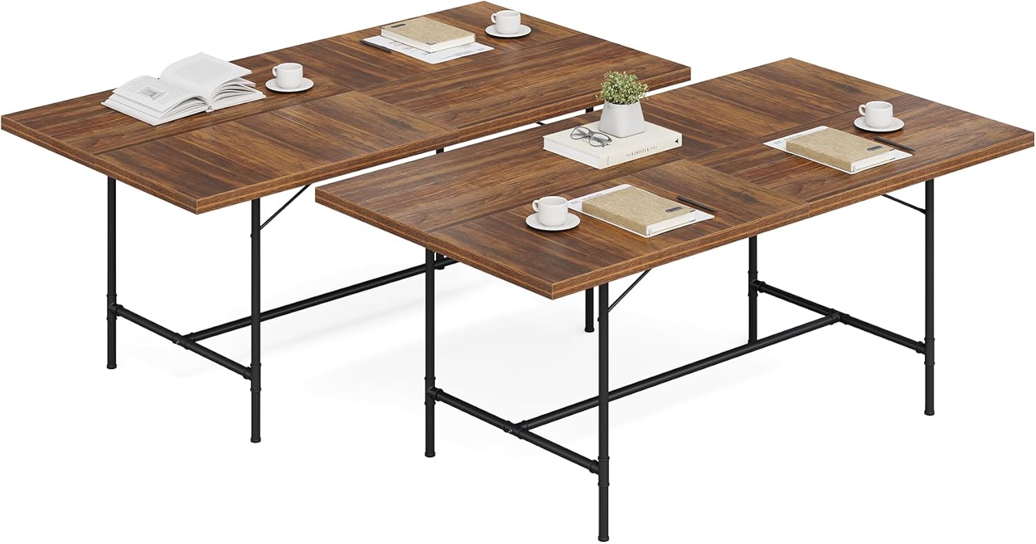 LITTLE TREE 6FT Conference Table, Rectangle 70.8" W x 35.4" D Meeting Table, Seminar Table for Office Conference Room(2-Piece)