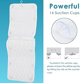 AEROiVi Full Body Bath Pillow with Lumbar Pillow Bathtub Cushion with 14 Suction Cups 3D Air Mesh Fit Any Tub Luxury Bathroom Accessories