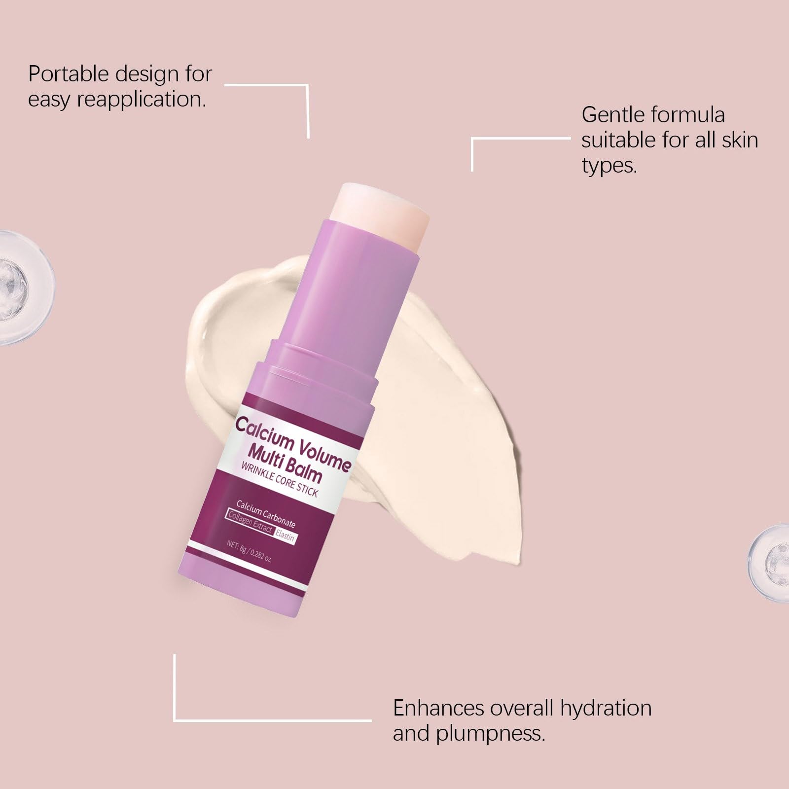 Calcium Multi Balm, przeciwstarzeniowy i ujędrniający koreański sztyft do pielęgnacji skóry, sztyft przeciwzmarszczkowy zwiększający objętość, zmniejsza cienie pod oczami, napina skórę, przeciwdziała