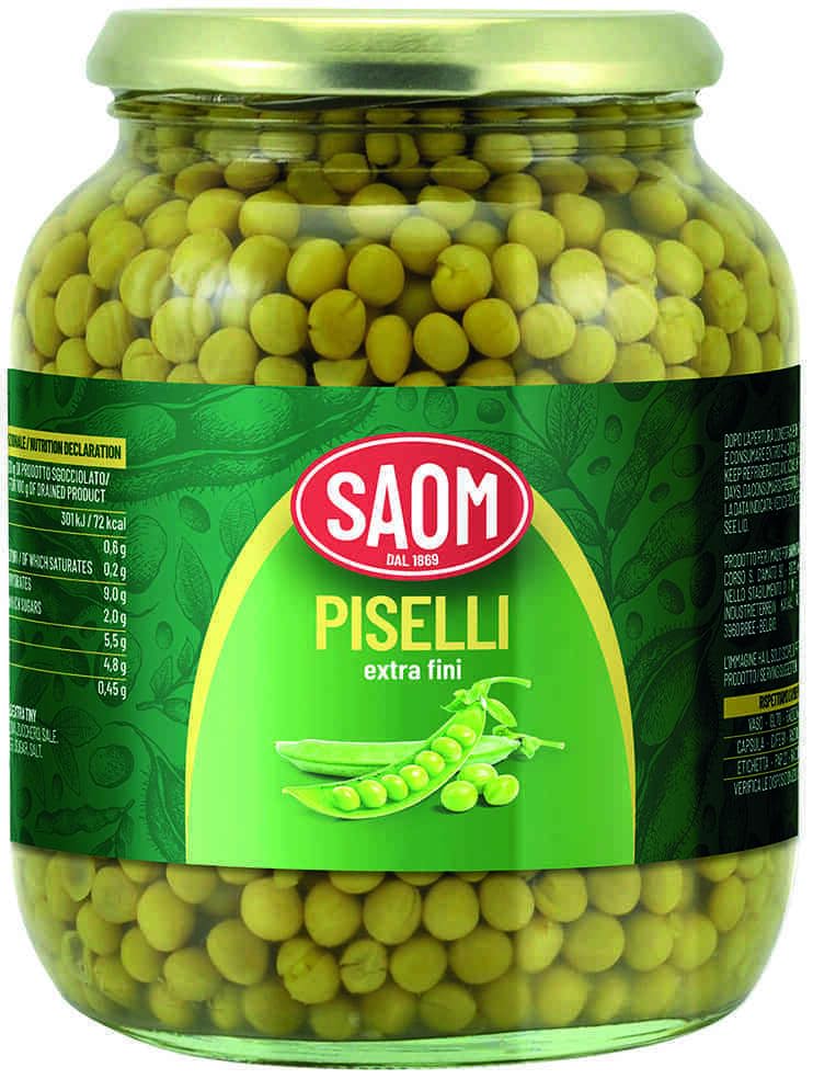 REPLOOD 12 Pezzi Saom Piselli Extra Fini 680gr in Barattolo di Vetro 12x680gr Tot 8160gr