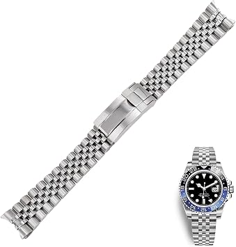 20 21mm Stainless Steel Replacement Wrist watchband Strap Bracelet Jubilee with Oyster Clasp for Rolex GMT Master II Date JUST Color Silver, Size for GMT II20mm