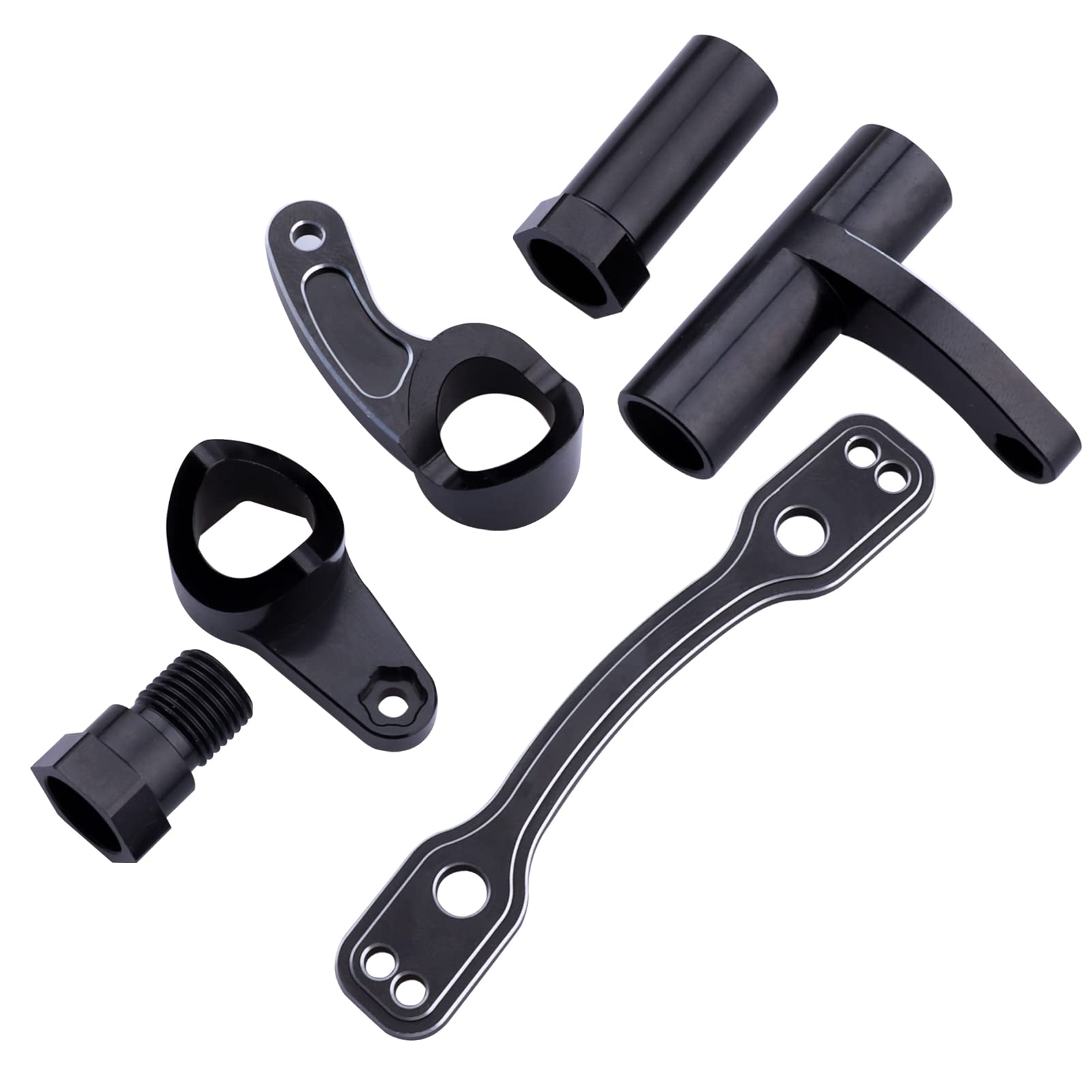 Aluminiowy zestaw korby dzwonka kierowniczego, serwomechanizm, kompletny do Arrma 1/8 Kraton/Notorious/Mojave/Felony Infraction/Outcast/Typhon 6S BLX Upgrades Parts (czarny)