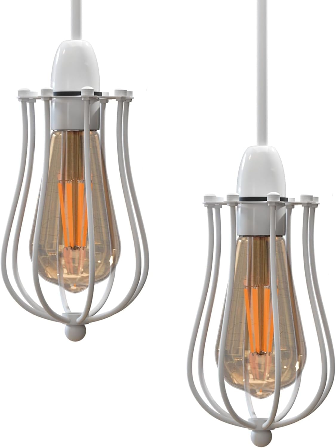 DC VOLTAGE Modern 2 Pack Pendant Light Metal Balloon Wire Cage E27 Bulb Base Easy Fit Hanging Ceiling Lamp Shade Ideal for Kitchen Living Room Hallway Bar Coffee Shop Hotels