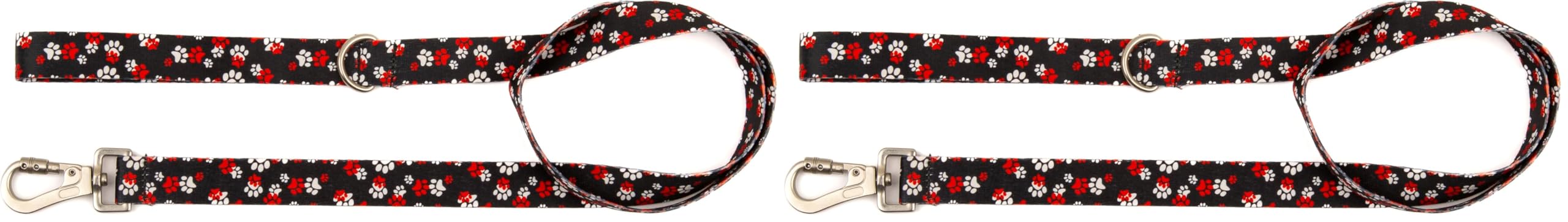 Design Köpek Gezdirme Kayışı – Geri Dönüştürülmüş, Kadifemsi Dokulu, Çift Kilitli Karabina Kanca, 360° Dönüşlü, Dayanıklı & Şık Tasarımı,Kırmızı Pati,Large (2 paketi)