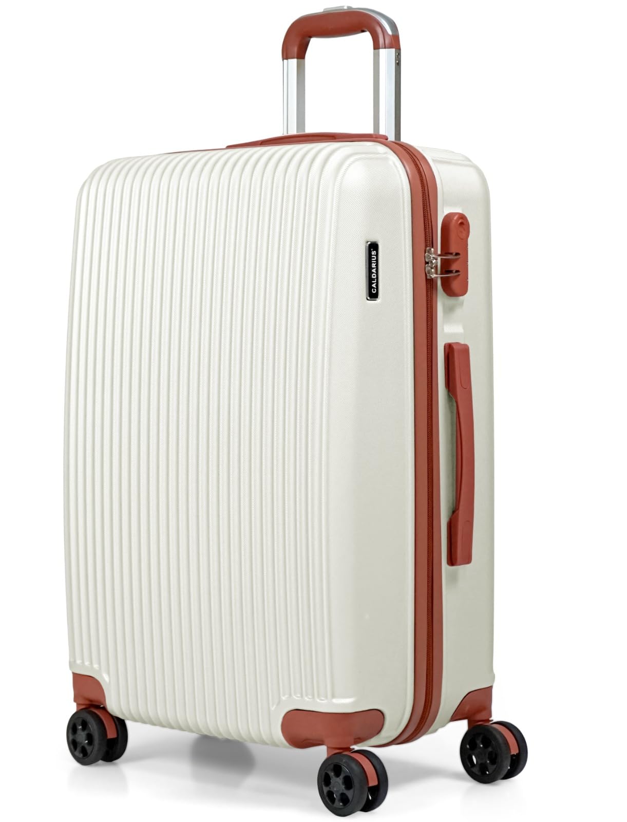 CALDARIUSMedium Luggage | Durable Suitcases | Lightweight & Secure with Combination Lock | Smooth 4 Dual Spinner Wheels | Ideal Travel Bag & Luggage Sets (White, Medium 24'')