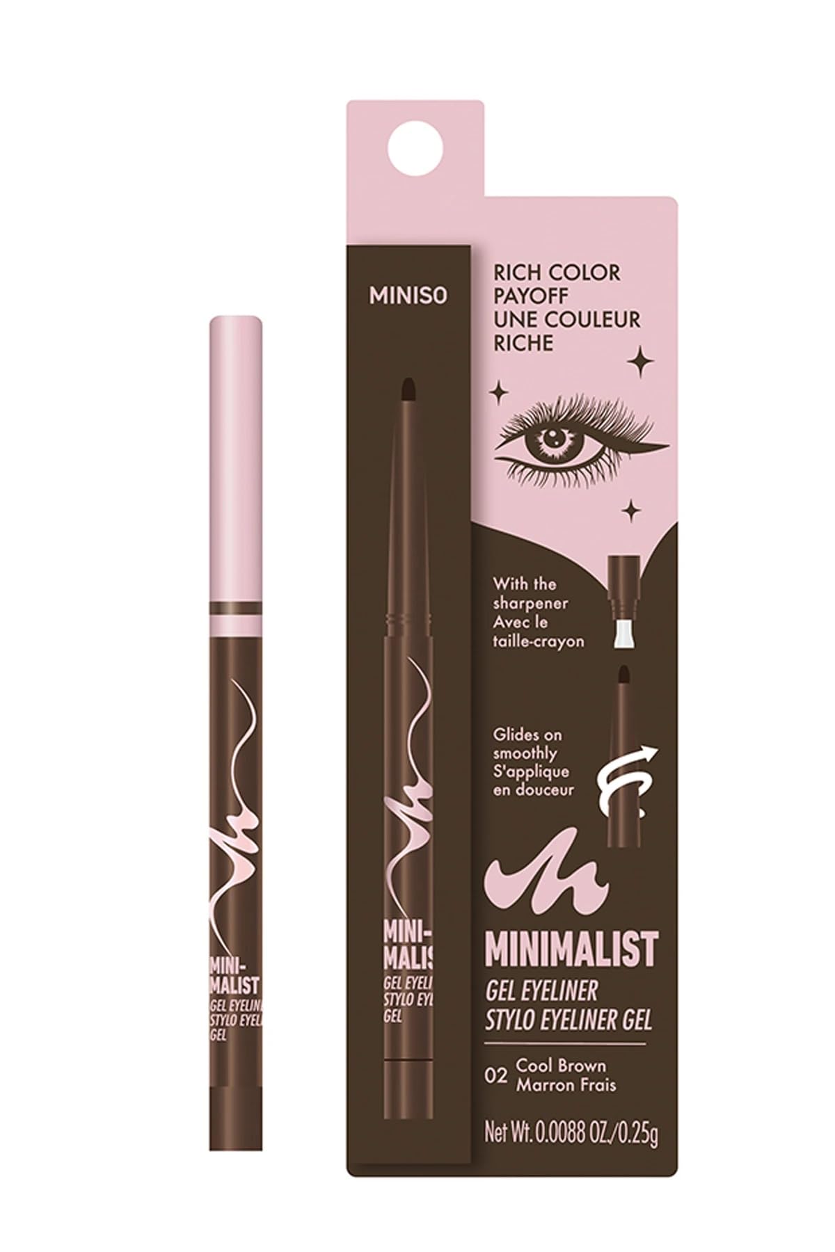 Miniso Minimalist Serisi Jel Eyeliner Kalem 02 Kahve, 2017454310102