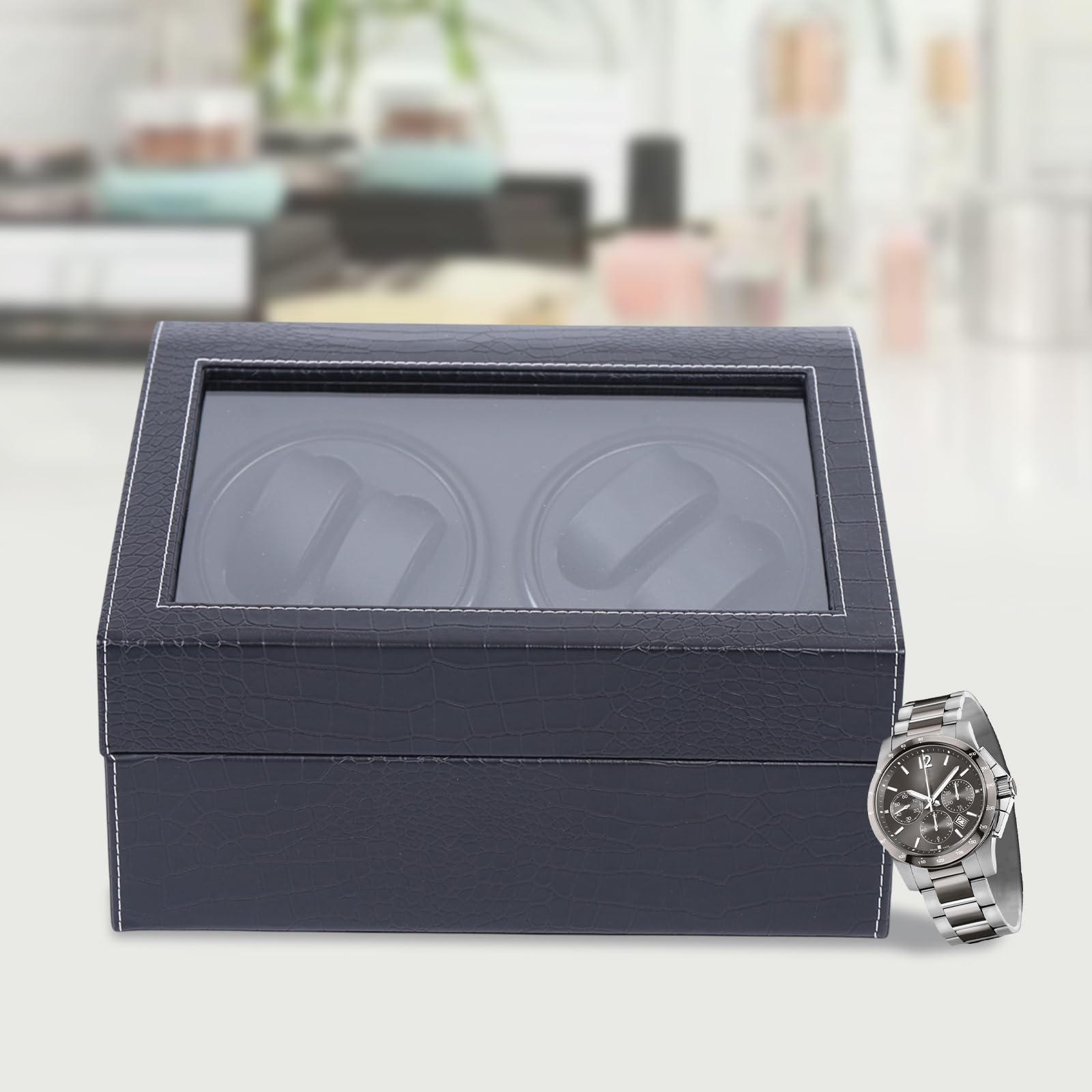 Automatik Uhrenbeweger | Uhrenbox | Uhrenkasten | Automatisch Drehbares | 4+6 Fächer | Watch Box | Transparentes Fenster | Für Automatikuhren, Schmuck