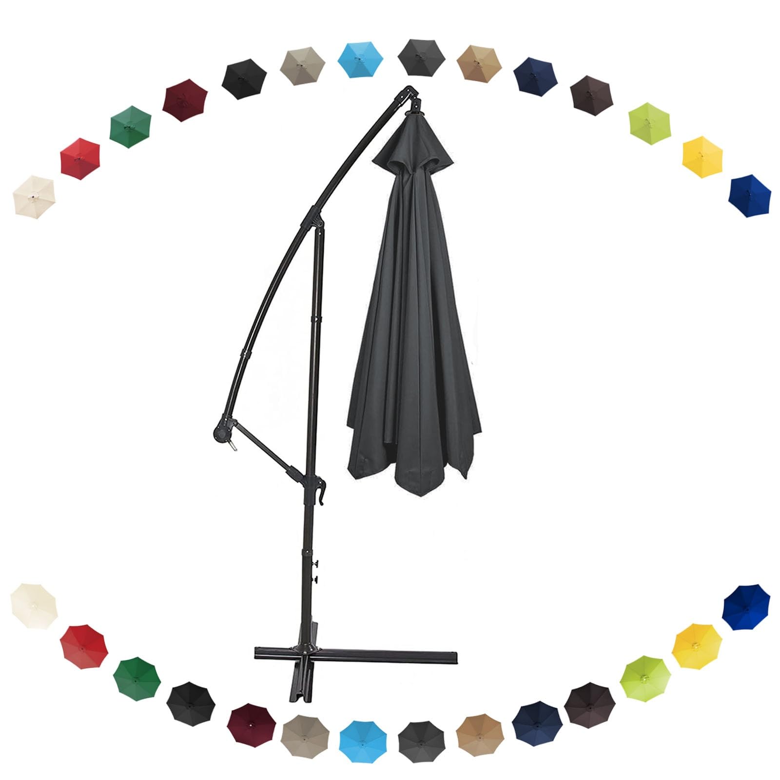 Replacement Covers 200cm/270cm/300cm Garden Parasol Canopy Cover, Replacement Parasol Fabric Canopy Fit 6/8 Ribs Offset Hanging Umbrella(Color:Gray,Size:6 ribs: 2.7m/8.8ft)