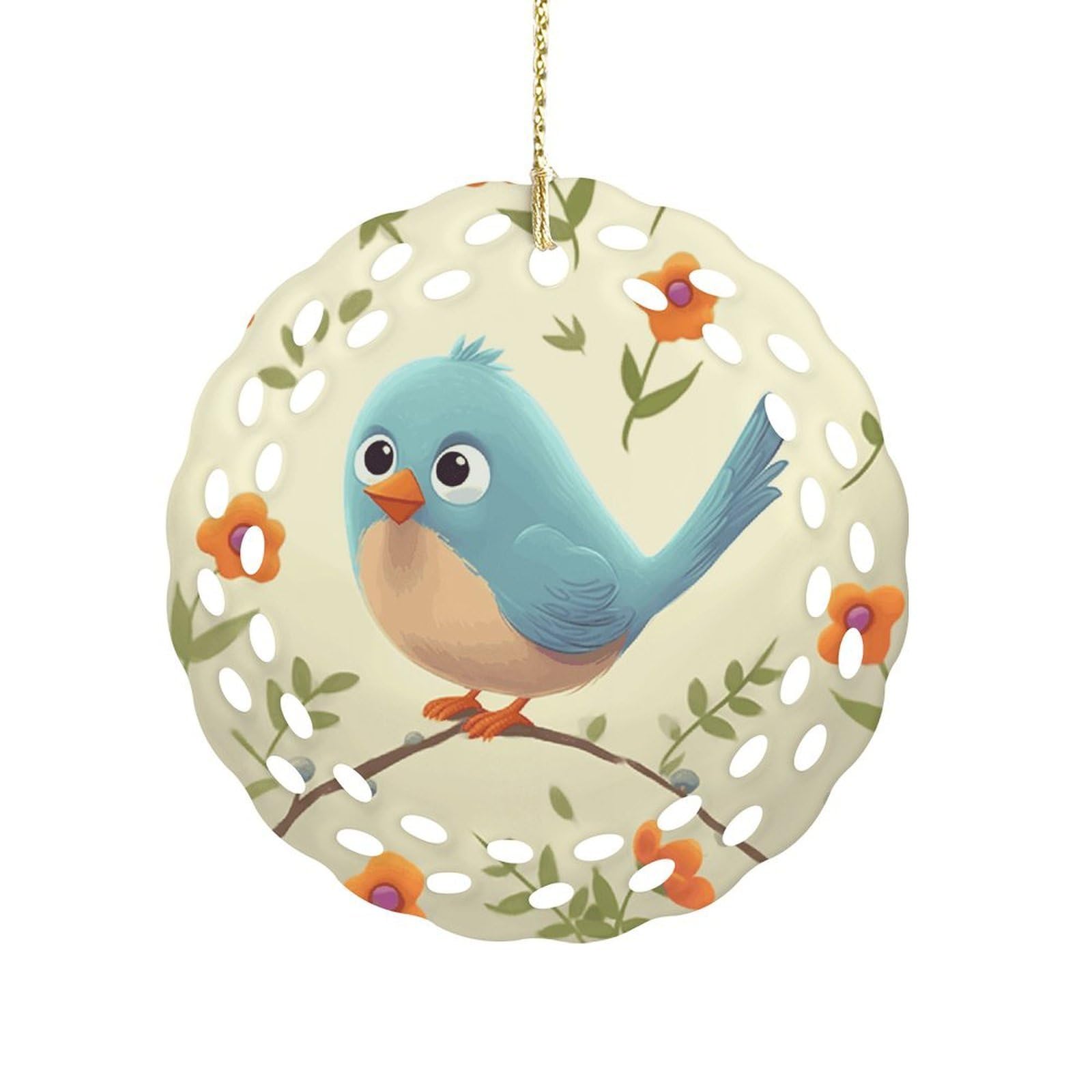 Cute Bird Christmas Ornament Holiday Hanging Decoration Xmas Tree Keepsake Personalized Xmas Tree Ornament Round Ceramic Ornaments for Keepsake Gifts Ideas Home Decor