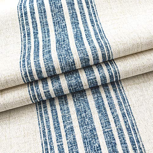 Driftaway Chris Vertical Striped Pattern Linen Blend Thermal Insulated Blackout Window Curtain Valance Rod Pocket 2 Layers Single 52 Inch By 18 Inch Plus 2 Inch Header Jean Navy #TOP2